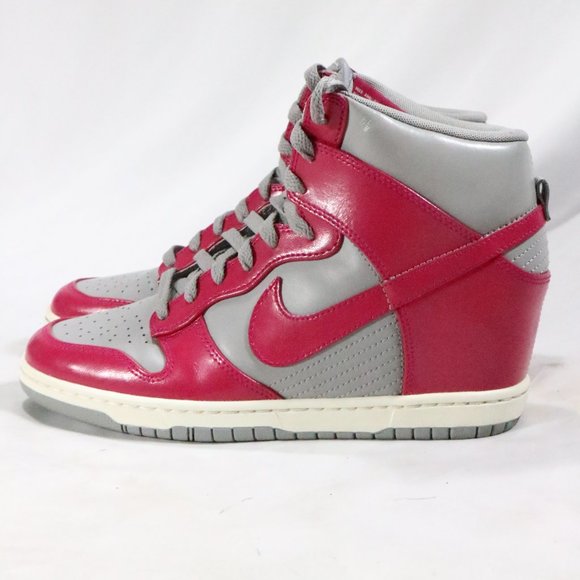 NIKE Dunk Sky Hi Med Grey /Sport Fuchsia-Sail Hidden Wedge Sneakers Sz 10 US - Picture 9 of 15